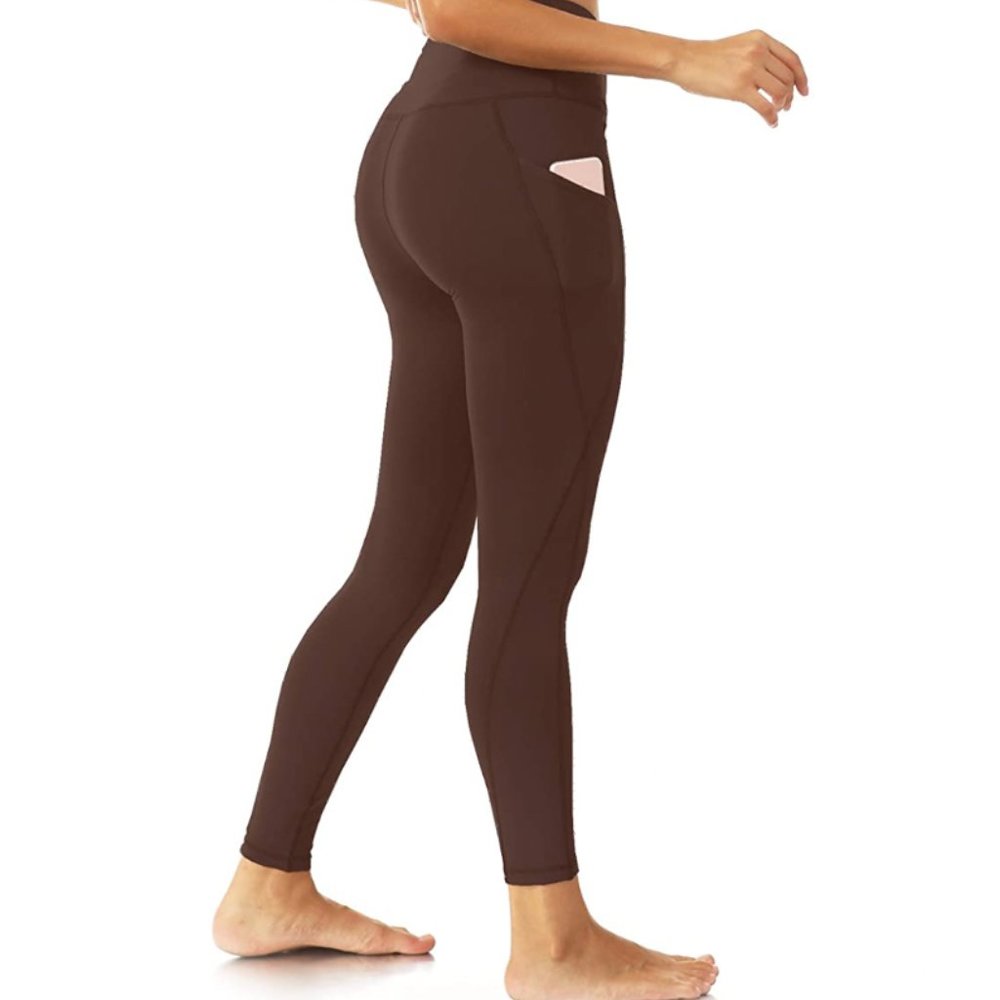 iaoja High Waist Buttery Soft Yoga Pants with Pockets - Brown - S